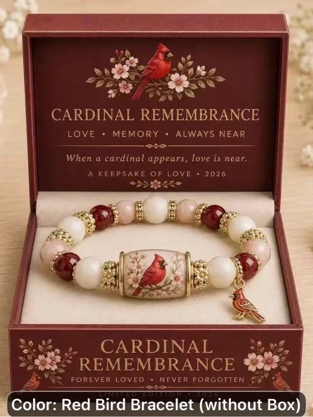 Cardinal Remembrance Red Beaded Bracelet by